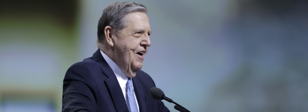 Elder Jeffrey R. Holland speaking at BYU’s University Conference on August 23, 2021.